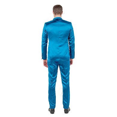 Mens 3pc Skinny-Fit Shiny Satin Suit Set w/ Bowtie