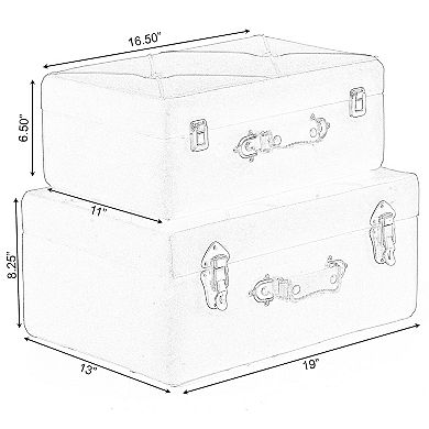 Tufted Velvet Suitcase Treasure Chest Set Of 2