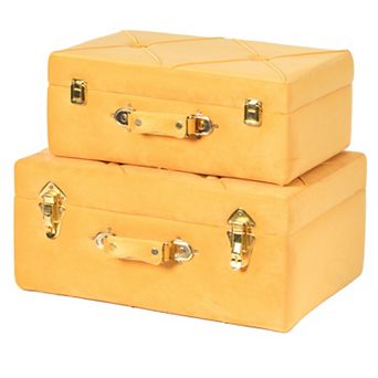 Tufted Velvet Suitcase Treasure Chest Set Of 2