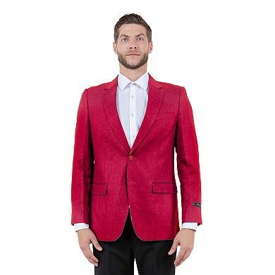 Mens Solid Notch Lapel Jacket Only With a Linen Look