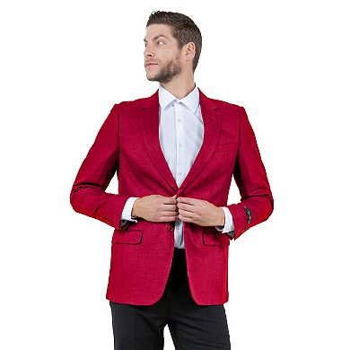 Mens Solid Notch Lapel Jacket Only With a Linen Look