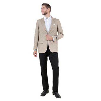 Mens Solid Notch Lapel Jacket Only With a Linen Look