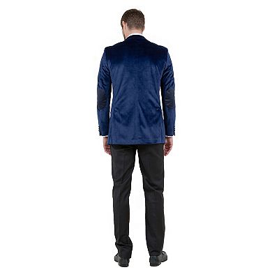 Men's Modern Fit Velvet Blazer W/ Elbow Patch