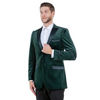 Men's Modern Fit Velvet Blazer W/ Elbow Patch