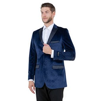 Men's Modern Fit Velvet Blazer W/ Elbow Patch
