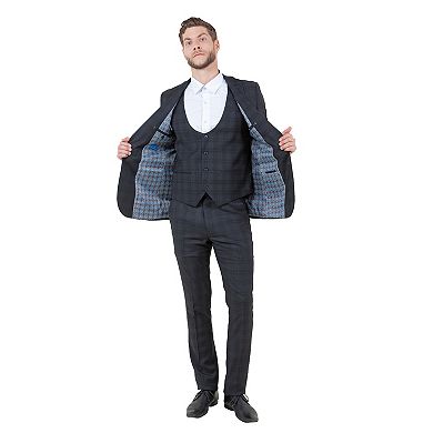 Men's Hybrid-Fit Glen Plaid 3pc Suit Set