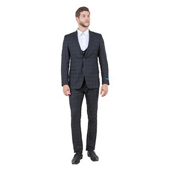 Men's Hybrid-Fit Glen Plaid 3 pc Suit Set