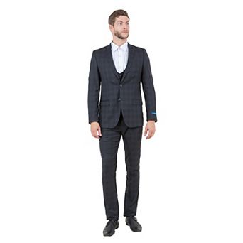 Men's Hybrid-Fit Glen Plaid 3 pc Suit Set