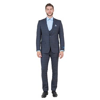 Men's Hybrid-Fit Glen Plaid 3 pc Suit Set