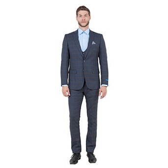 Men's Hybrid-Fit Glen Plaid 3 pc Suit Set