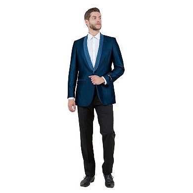Men's Solid Sharkskin Sport Coat Only, Satin Shawl Collar