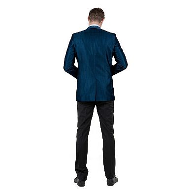 Men's Solid Sharkskin Sport Coat Only, Satin Shawl Collar