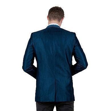 Men's Solid Sharkskin Sport Coat Only, Satin Shawl Collar