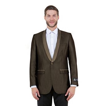 Men's Solid Sharkskin Sport Coat Only, Satin Shawl Collar