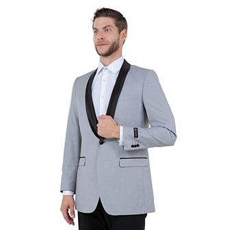 Men's Solid Sharkskin Sport Coat Only, Satin Shawl Collar