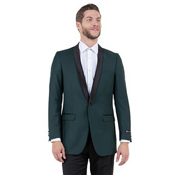 Men's Solid Sharkskin Sport Coat Only, Satin Shawl Collar