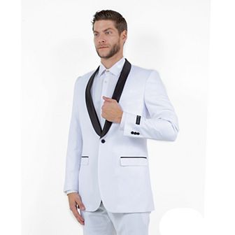 Men's Solid Sharkskin Sport Coat Only, Satin Shawl Collar
