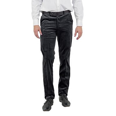 black velvet dress pants mens Men's black velvet effect pants