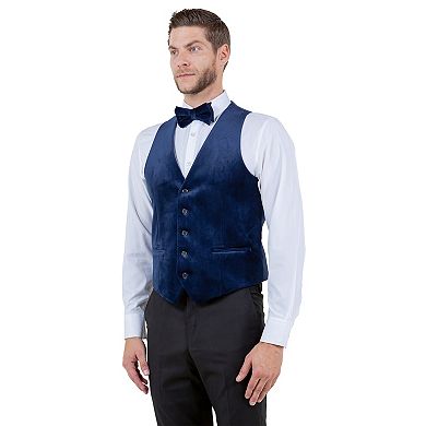 Men's Hybrid-Fit Velvet Suit Separates, Vest And Bowtie Only