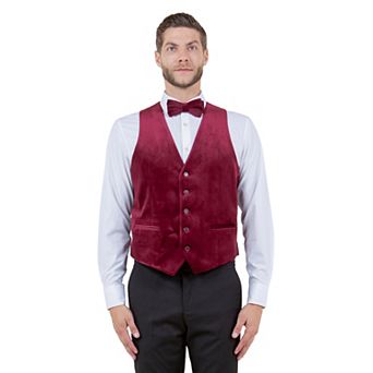 Men's Hybrid-Fit Velvet Suit Separates, Vest And Bowtie Only