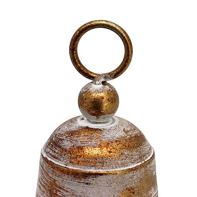Parisloft Antique Gold Metal Bell Christmas Tabletop Decor - 8.3"H