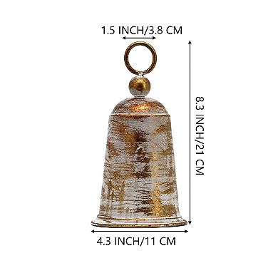 Parisloft Antique Gold Metal Bell Christmas Tabletop Decor - 8.3"H