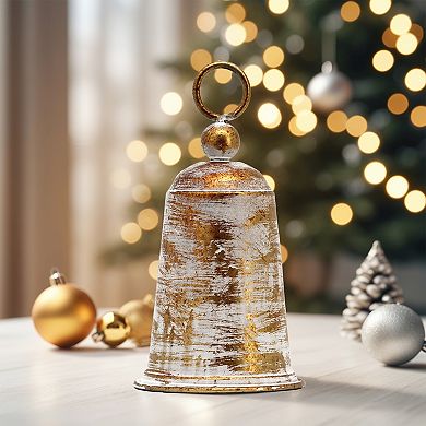 Parisloft Antique Gold Metal Bell Christmas Tabletop Decor - 8.3"H