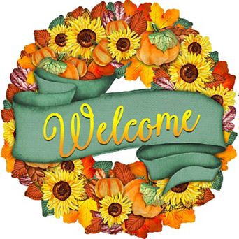 Flower Fall Holiday 24-Inch Handcrafted Wooden Door Wreath by G. DeBrekht - Halloween Decor