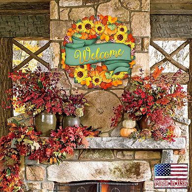 Flower Fall Holiday 24-Inch Handcrafted Wooden Door Wreath by G. DeBrekht - Halloween Decor