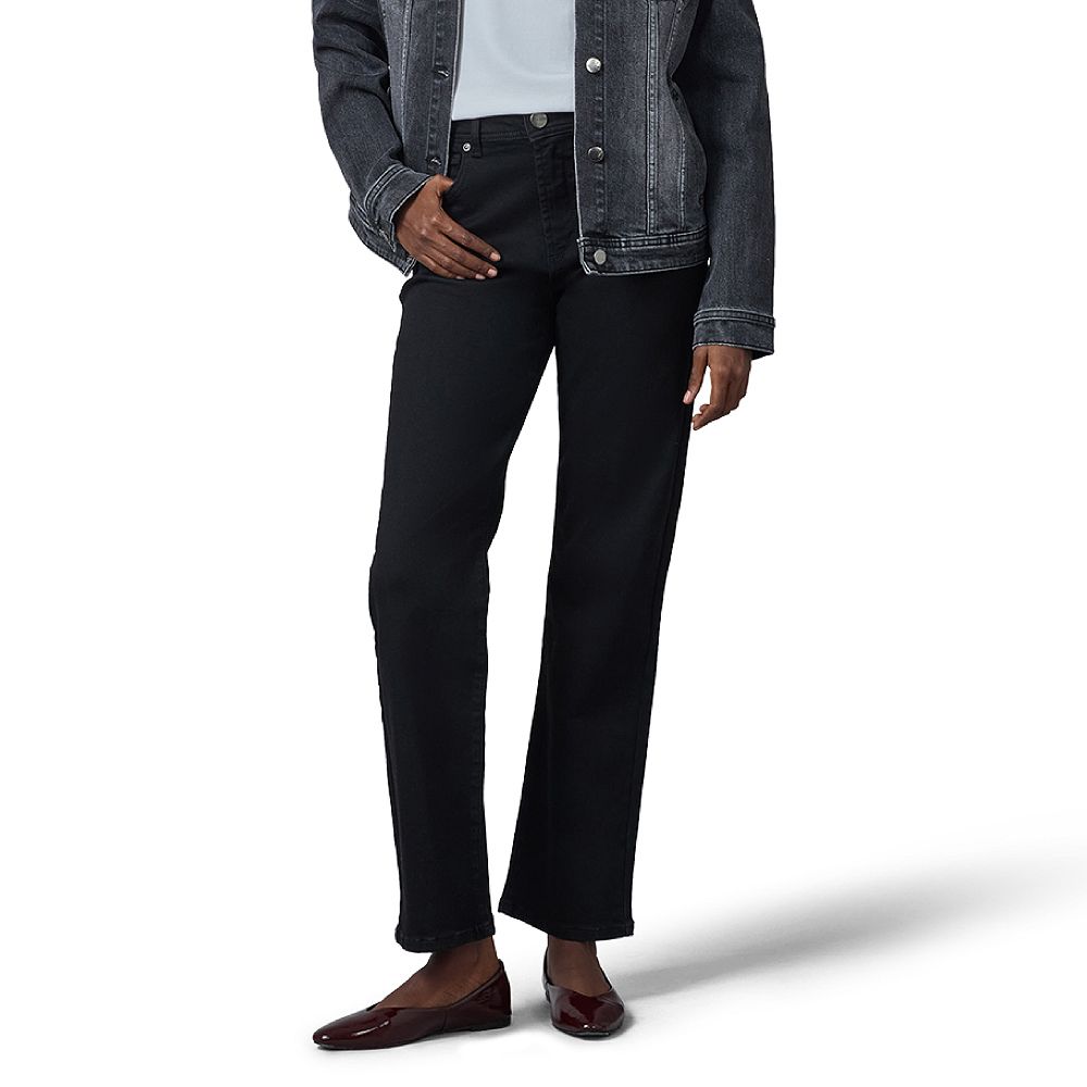 High-Rise Straight Fit Jeans with Turn-Up Hem