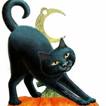 Spooky Halloween Cat 24-Inch Handcrafted Wooden Door Decor by Laura Seeley
