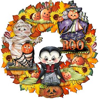 Halloween Wreath 24-Inch Handcrafted Wooden Door Decor by G. DeBrekht - Holiday Decor