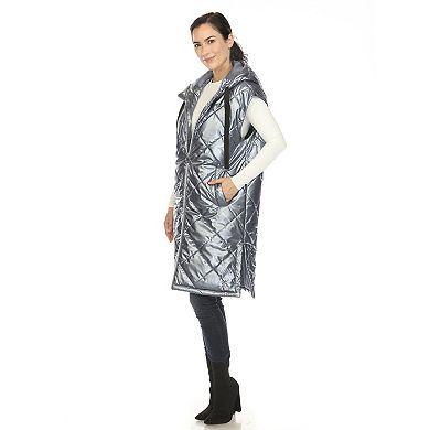 Women's Metallic Long Puffer Vest