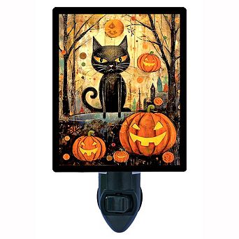 Pumpkin Cat, Halloween Night Light, Pumpkins, Black Cat