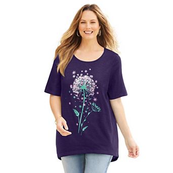 Catherines Women's Plus Size Slub Knit Sparkling Sequin Tee