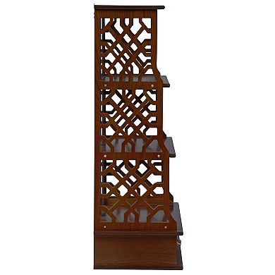 Chinese Chippendale-style Triple Shelf Hardwood Curio