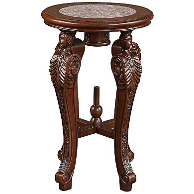 Four Caryatids Marble-topped Hardwood Pedestal Table