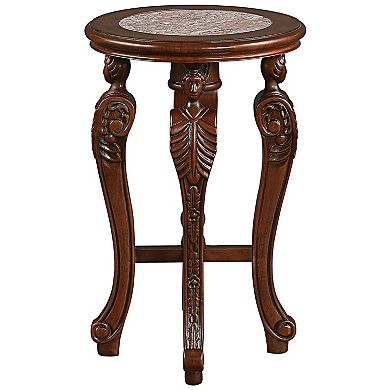 Four Caryatids Marble-topped Hardwood Pedestal Table