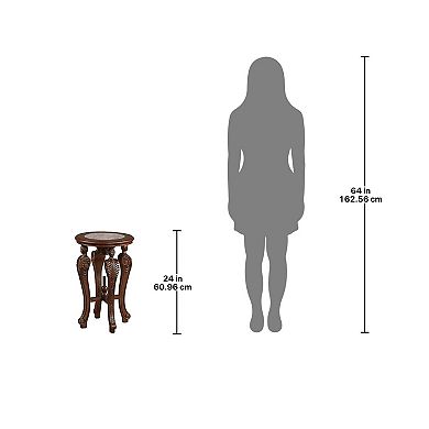 Four Caryatids Marble-topped Hardwood Pedestal Table
