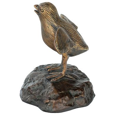 Single Baby California Quail Solid Cast Bronze Garden Statue