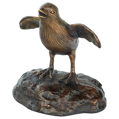 Single Baby California Quail Solid Cast Bronze Garden Statue