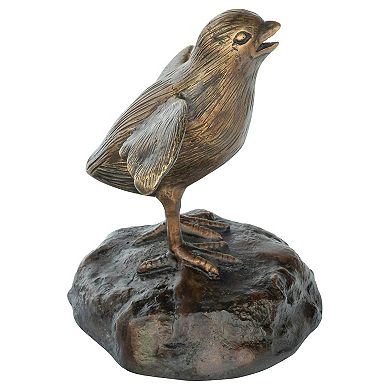 Single Baby California Quail Solid Cast Bronze Garden Statue