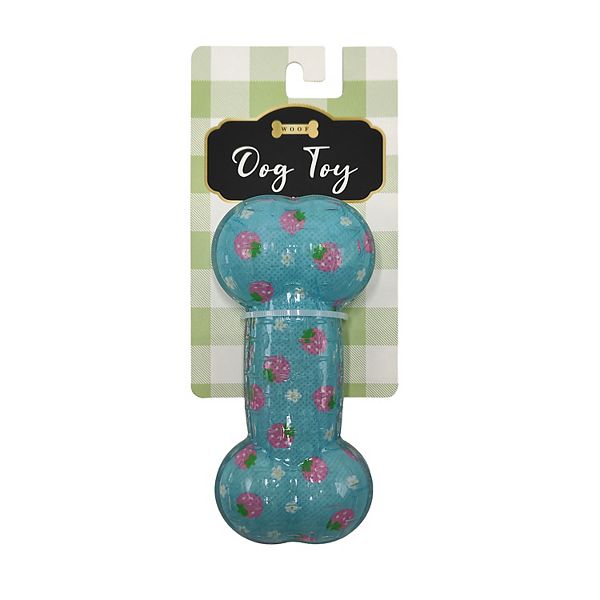 Woof TPR Strawberry Bone Dog Chew Toy - Multi