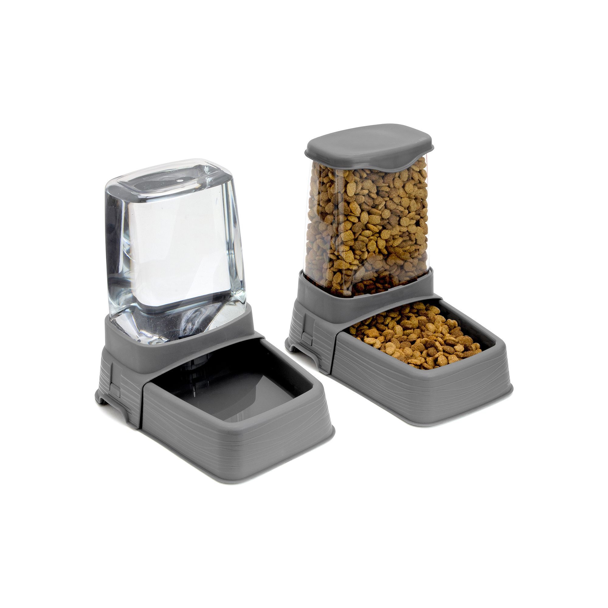 Kitty City Small Gravity Feeder 2-Piece Set, Gray