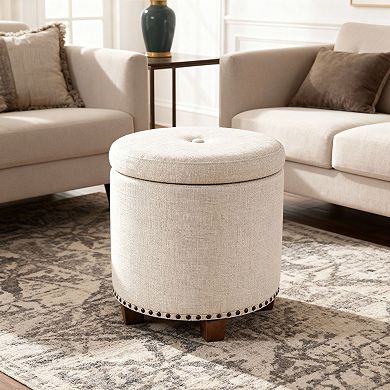 HomePop Nailheads Woven Storage Ottoman