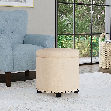 HomePop Nailheads Woven Storage Ottoman