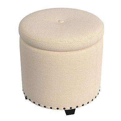 HomePop Nailheads Woven Storage Ottoman
