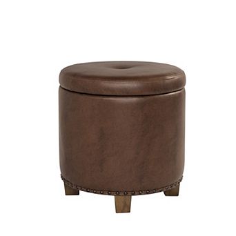 HomePop Nailheads Woven Storage Ottoman