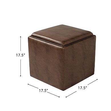 HomePop Woven Tray Top Storage Ottoman