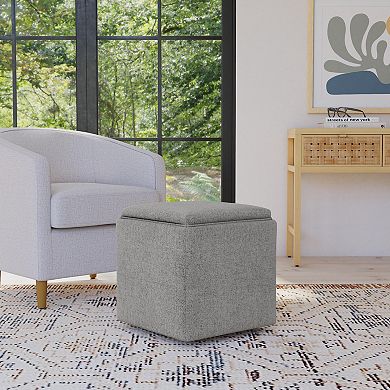 HomePop Woven Tray Top Storage Ottoman